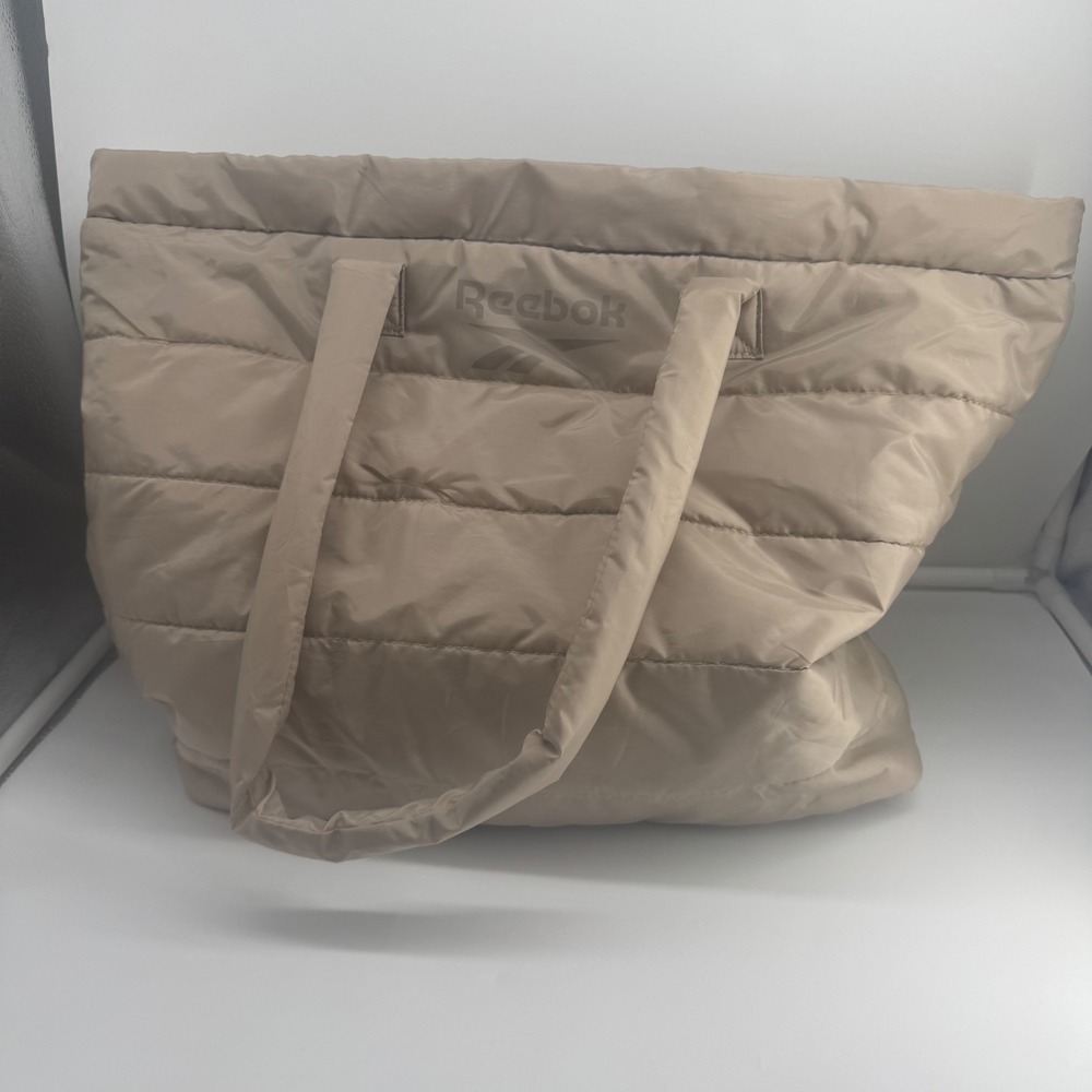 Reebok Beatrice Puffer Tote Bag – Cream Beige Quilted Carry-All